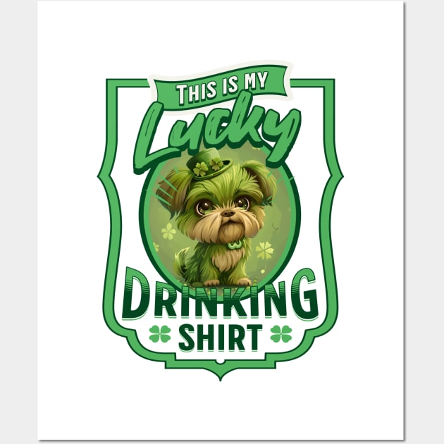 Cuty Doggy Lucky Drinking Shirt Wall Art by SkullTroops